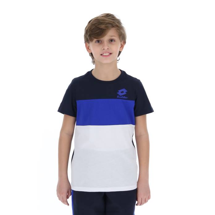ATHLETICA B III TEE JS NAVY BLUE/BRIGHT WHITE Lotto Kids Apparel 0Z6F1137