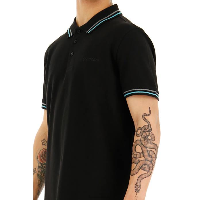 POLO CLASSICA BLACK/BLUE CURACAO Lotto Man Apparel 0Z6F584