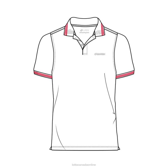 POLO CLASSICA BRIGHT WHITE/FLAME RED Lotto Man Apparel 0Z6F593