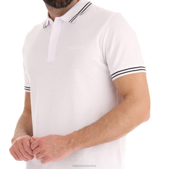 POLO CLASSICA BRIGHT WHITE/NAVY BLUE Lotto Man Apparel 0Z6F556