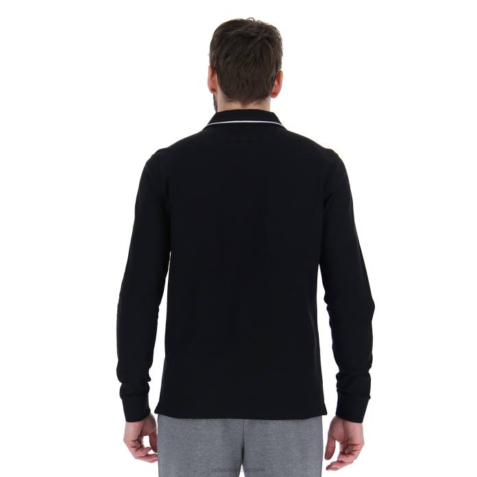 POLO CLASSICA LS PQ ALL BLACK/BRIGHT WHITE Lotto Man Apparel 0Z6F591