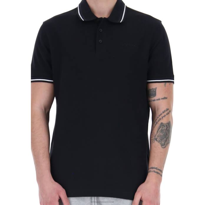 POLO CLASSICA PQ ALL BLACK/BRIGHT WHITE Lotto Man Apparel 0Z6F554