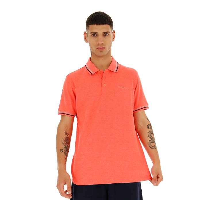 POLO CLASSICA PQ RED FLUO/NAVY BLUE Lotto Man Apparel 0Z6F589