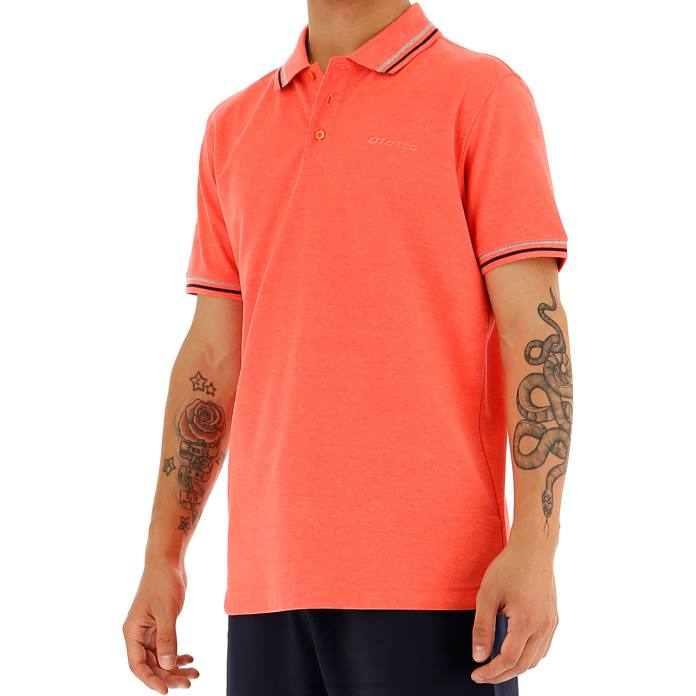 POLO CLASSICA PQ RED FLUO/NAVY BLUE Lotto Man Apparel 0Z6F589
