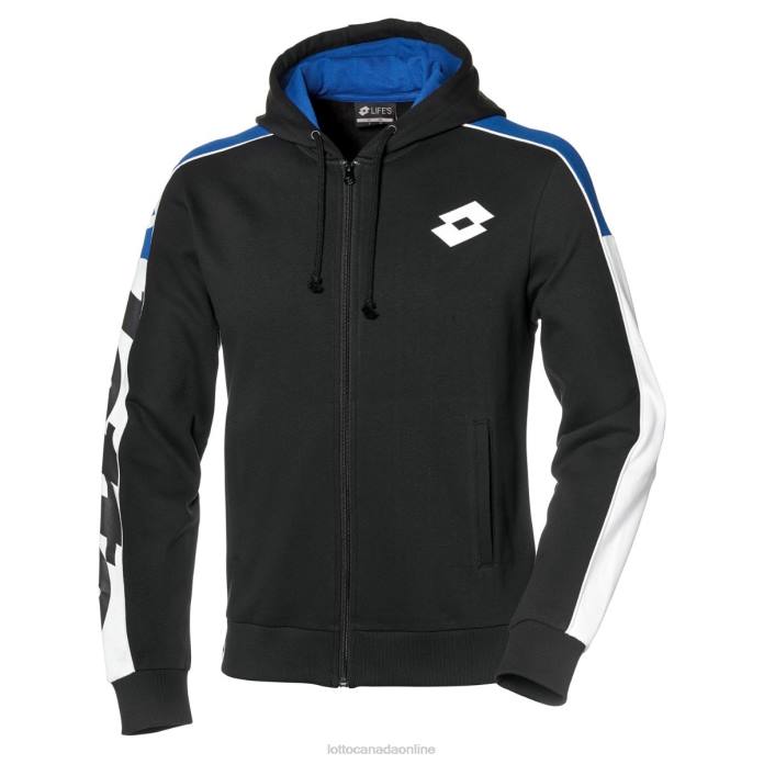 ATHLETICA LG SWEAT FZ HD FL ALL BLACK/PACIFIC BLUE Lotto Man Apparel 0Z6F306
