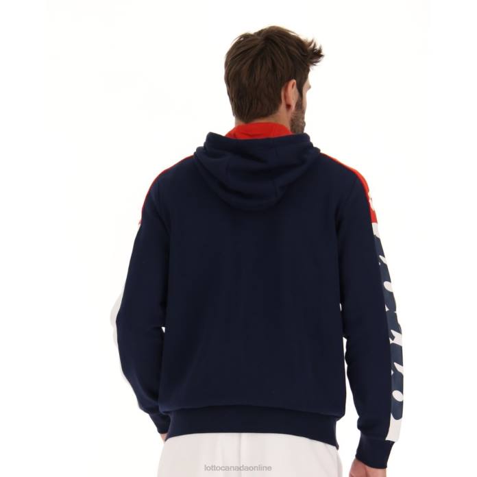 ATHLETICA LG SWEAT FZ HD FL NAVY BLUE/FLAME RED Lotto Man Apparel 0Z6F305
