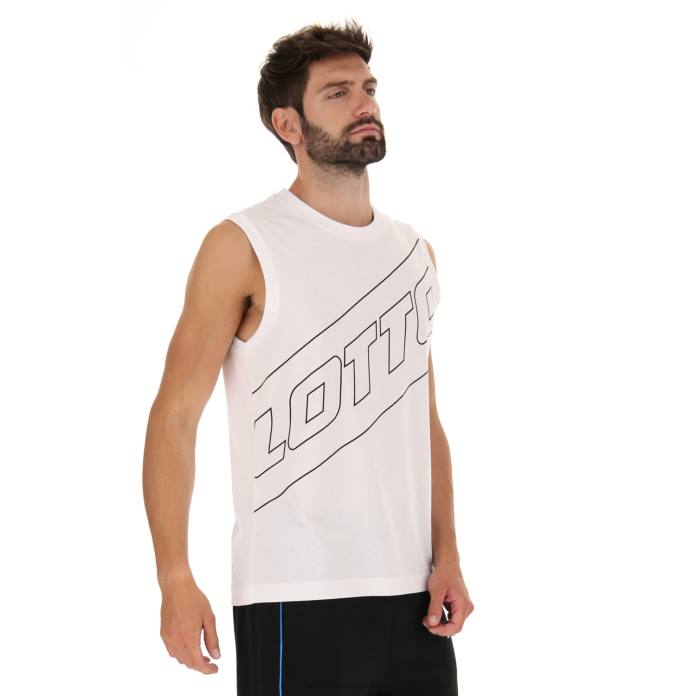 LOGO VII TEE SL BRIGHT WHITE Lotto Man Apparel 0Z6F409
