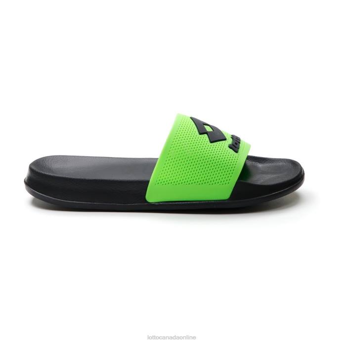 MOKU II SLIDE ALL BLACK/SPRING GREEN Lotto Man Shoes 0Z6F264