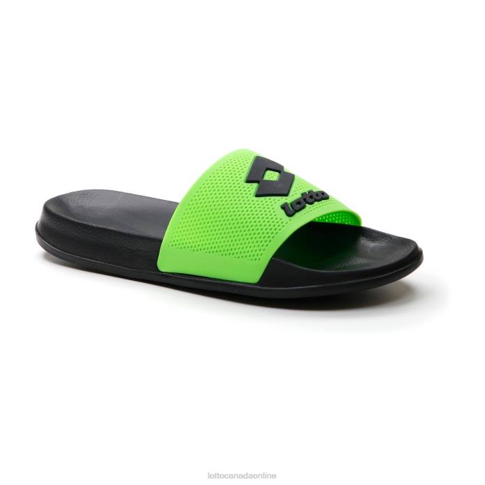 MOKU II SLIDE ALL BLACK/SPRING GREEN Lotto Man Shoes 0Z6F264