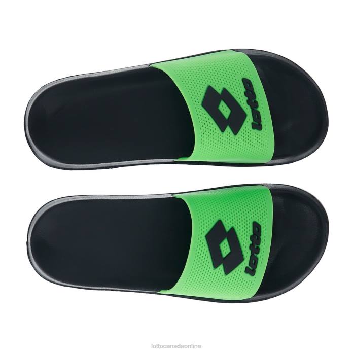 MOKU II SLIDE ALL BLACK/SPRING GREEN Lotto Man Shoes 0Z6F264