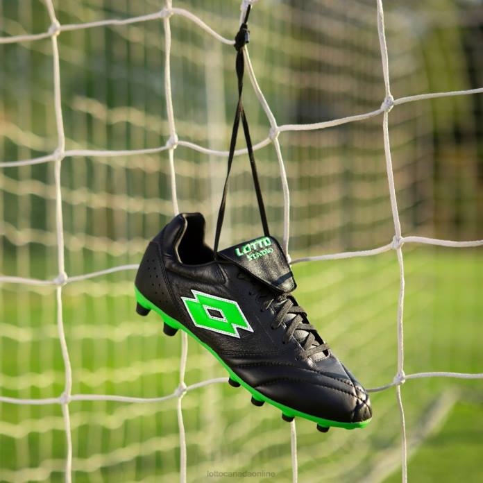 STADIO 200 III FG ALL BLACK/SPRING GREEN Lotto Man Shoes 0Z6F166