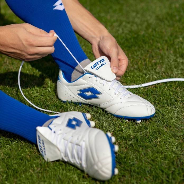 STADIO 200 III FG ALL WHITE/PACIFIC BLUE Lotto Man Shoes 0Z6F147
