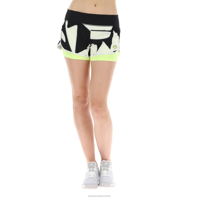 TOP TEN W III SHORT PRT2 PL BRIGHT WHITE/ALL BLACK Lotto Woman Apparel 0Z6F1028
