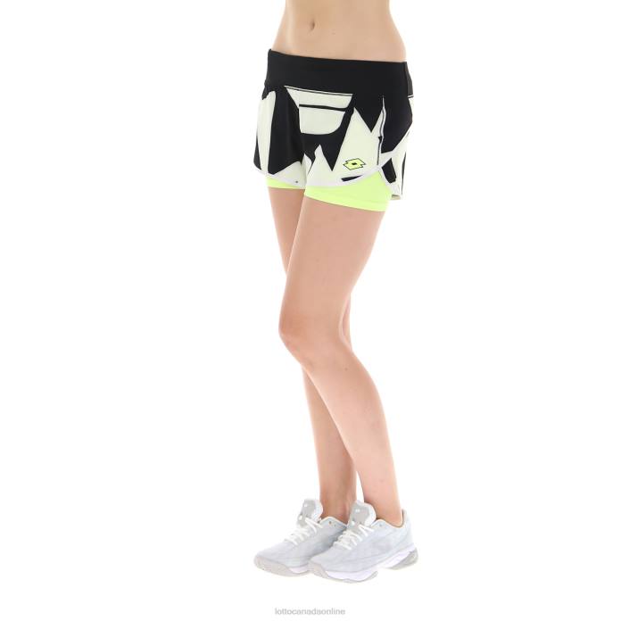 TOP TEN W III SHORT PRT2 PL BRIGHT WHITE/ALL BLACK Lotto Woman Apparel 0Z6F1028