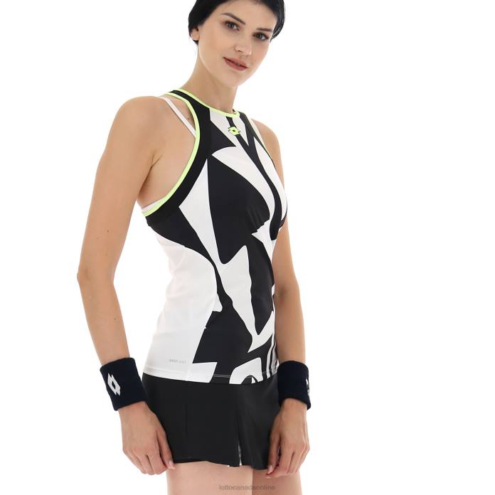 TOP TEN W III TANK PRT2 PL BRIGHT WHITE/ALL BLACK Lotto Woman Apparel 0Z6F975